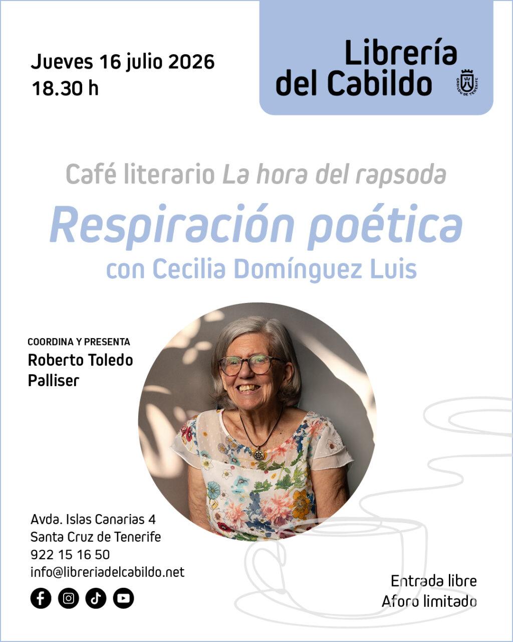 Cecilia Domínguez Luis presenta 'Respiración Poética' en la Librería del Cabildo: Un Encuentro Literario Imperdible