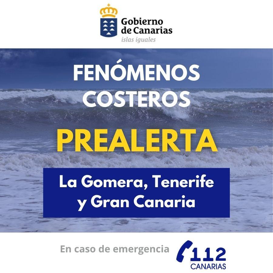 Gobierno de Canarias Declara Prealerta por Fenómenos Costeros en La Gomera, Tenerife y Gran Canaria