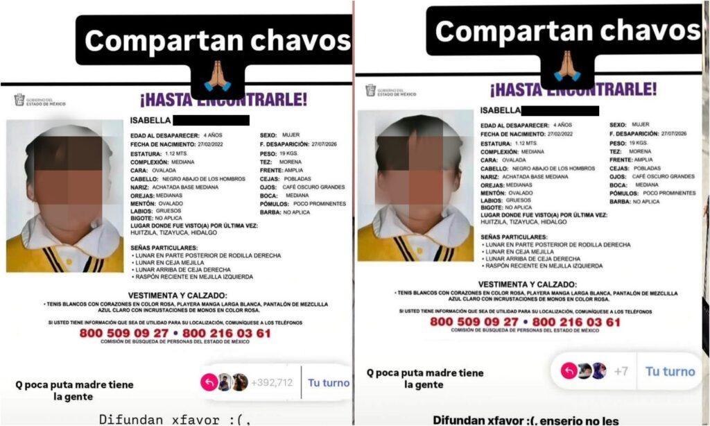 La controversia viral: Ficha de búsqueda de niña ya encontrada desata culpas en redes sociales
